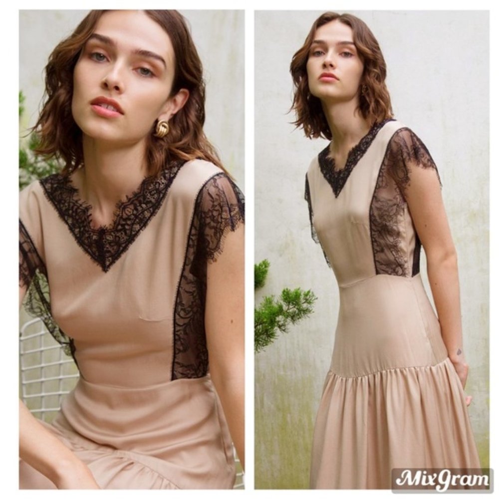 NEW Pixie Market Tencel Lace Maxi Dress Size S
